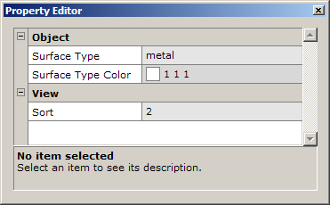 editSheets' Surface Type Properties window